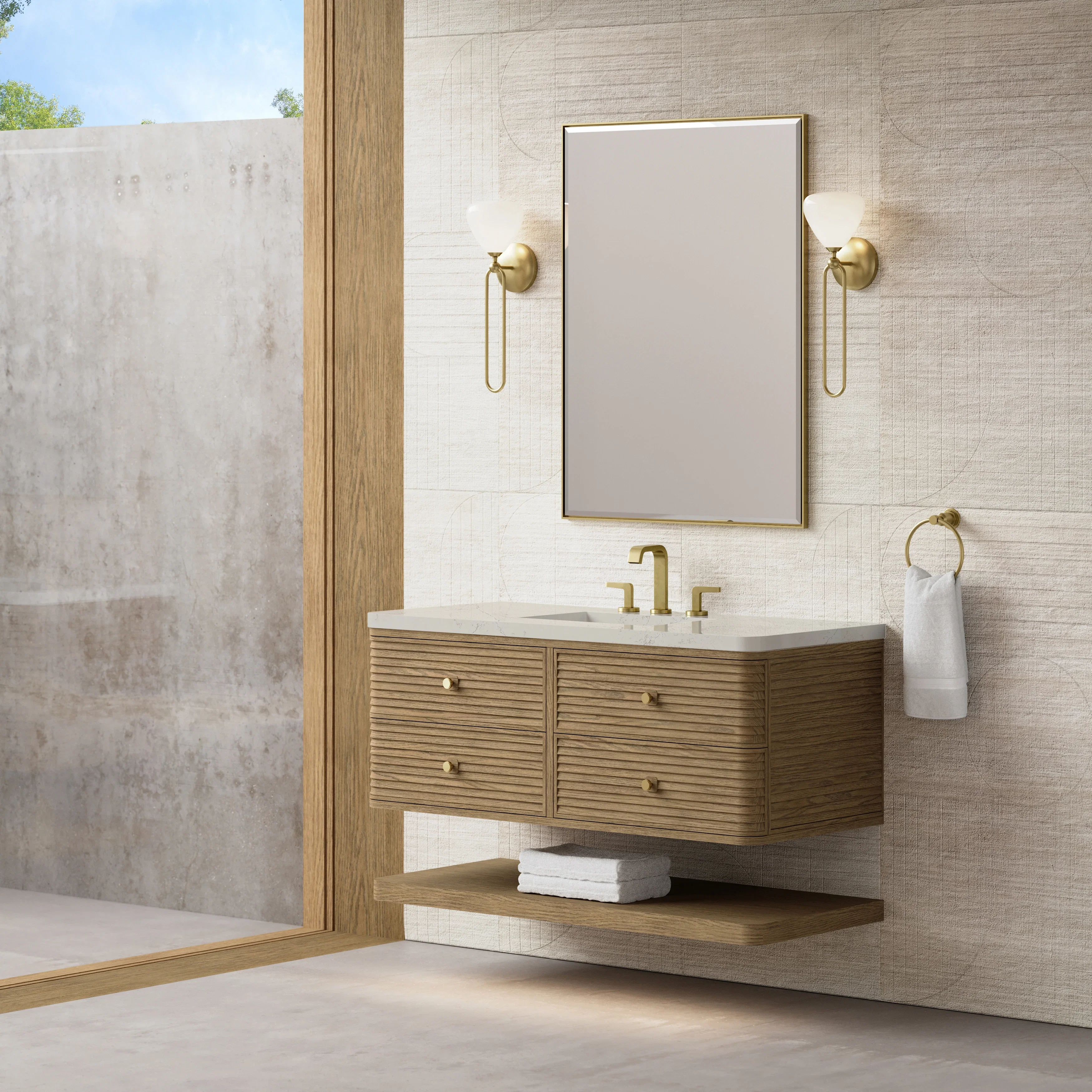 Allamari 48" Single Vanity, Dune Mist w/ 3 CM Siberian Silestone Top