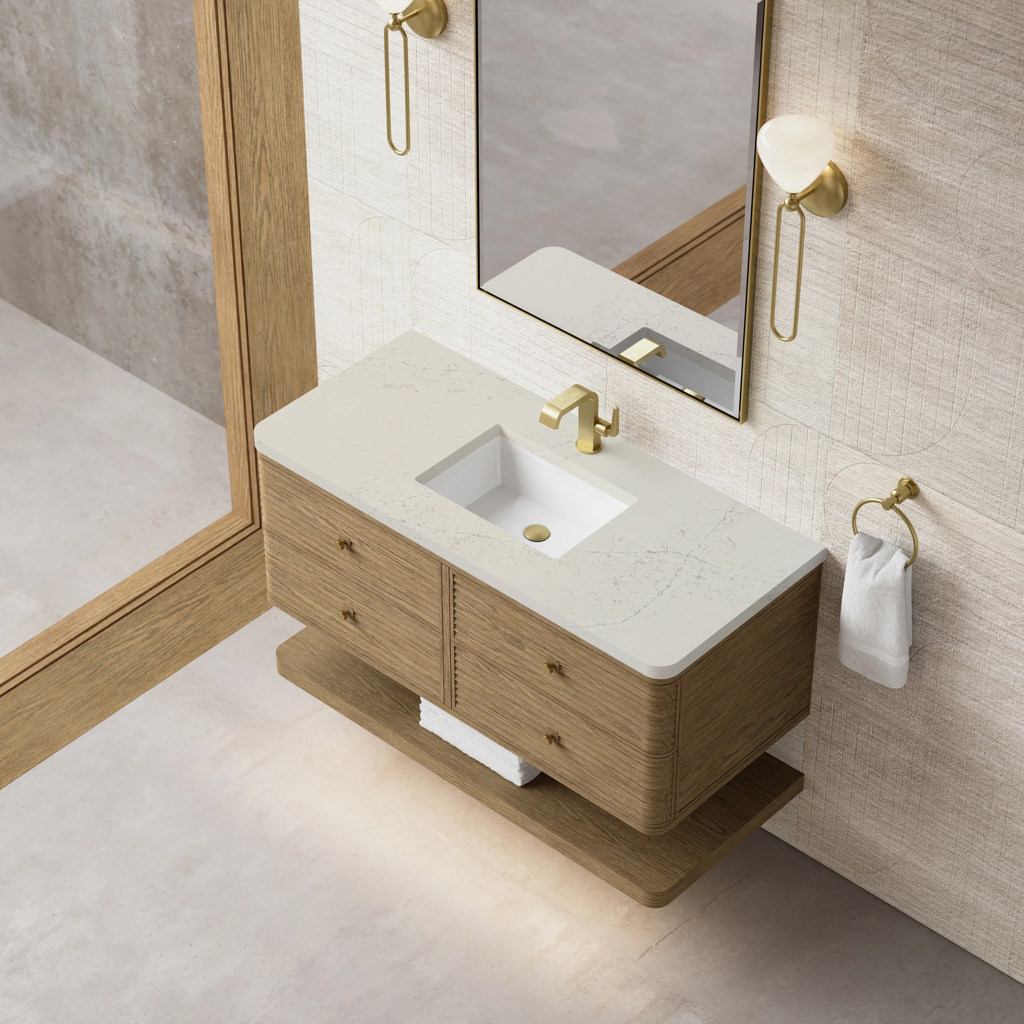 Allamari 48" Single Vanity, Dune Mist w/ 3 CM Siberian Silestone Top