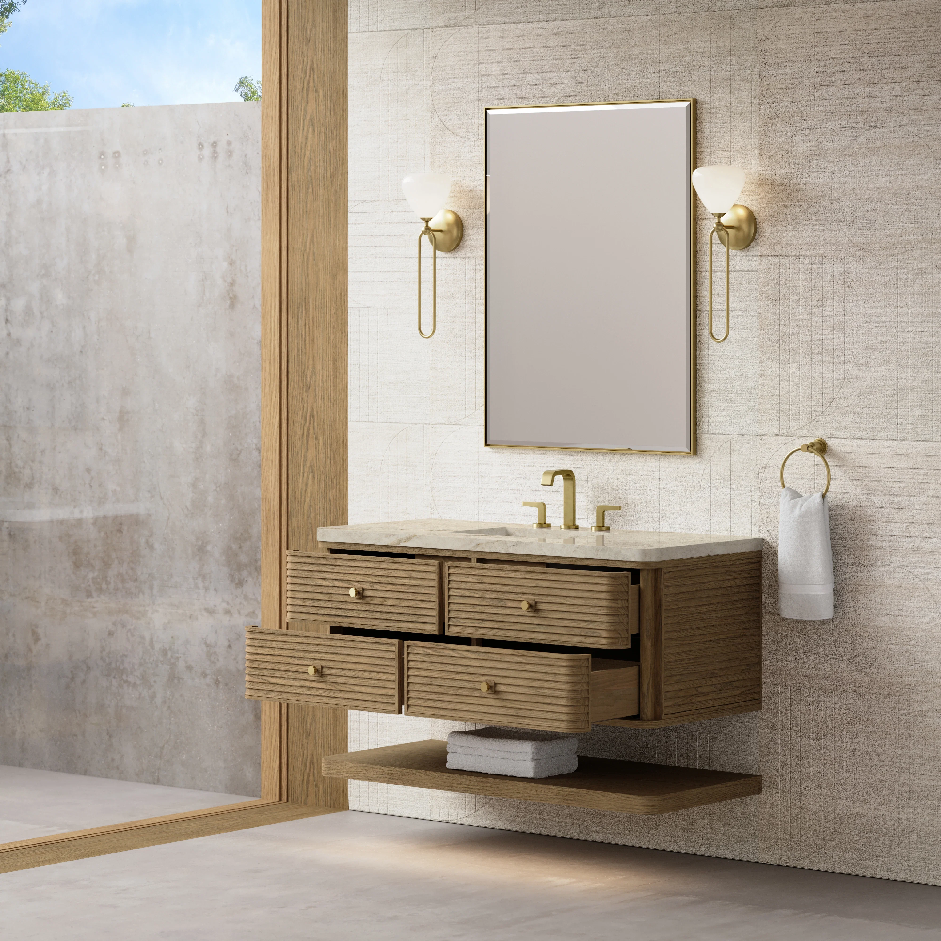 Allamari 48" Single Vanity, Dune Mist w/ 3 CM Tajnar Eclos Top