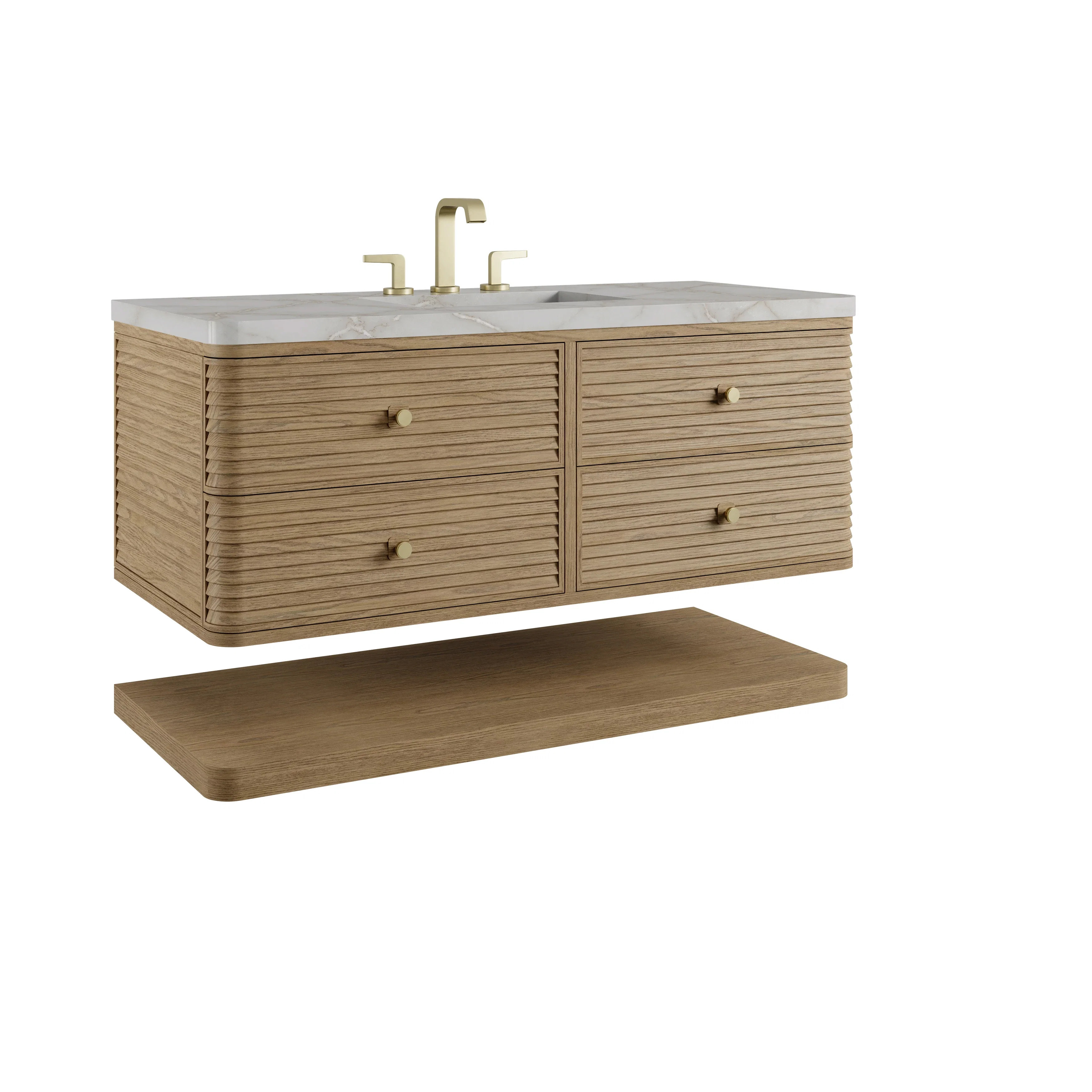 Allamari 48" Single Vanity, Dune Mist w/ 3 CM Victorian Silver Silestone Top