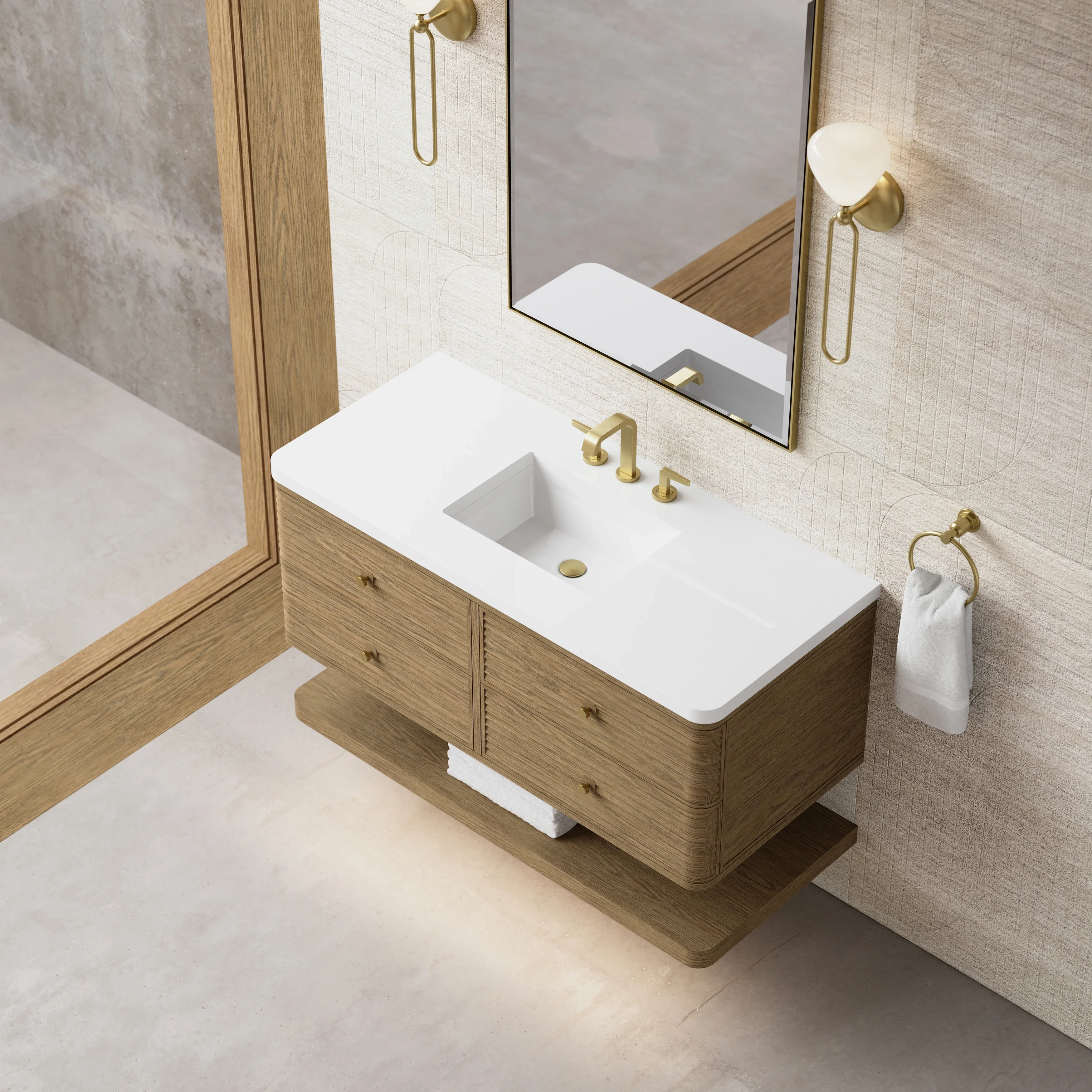 Allamari 48" Single Vanity, Dune Mist w/ 3 CM White Zeus Silestone Top