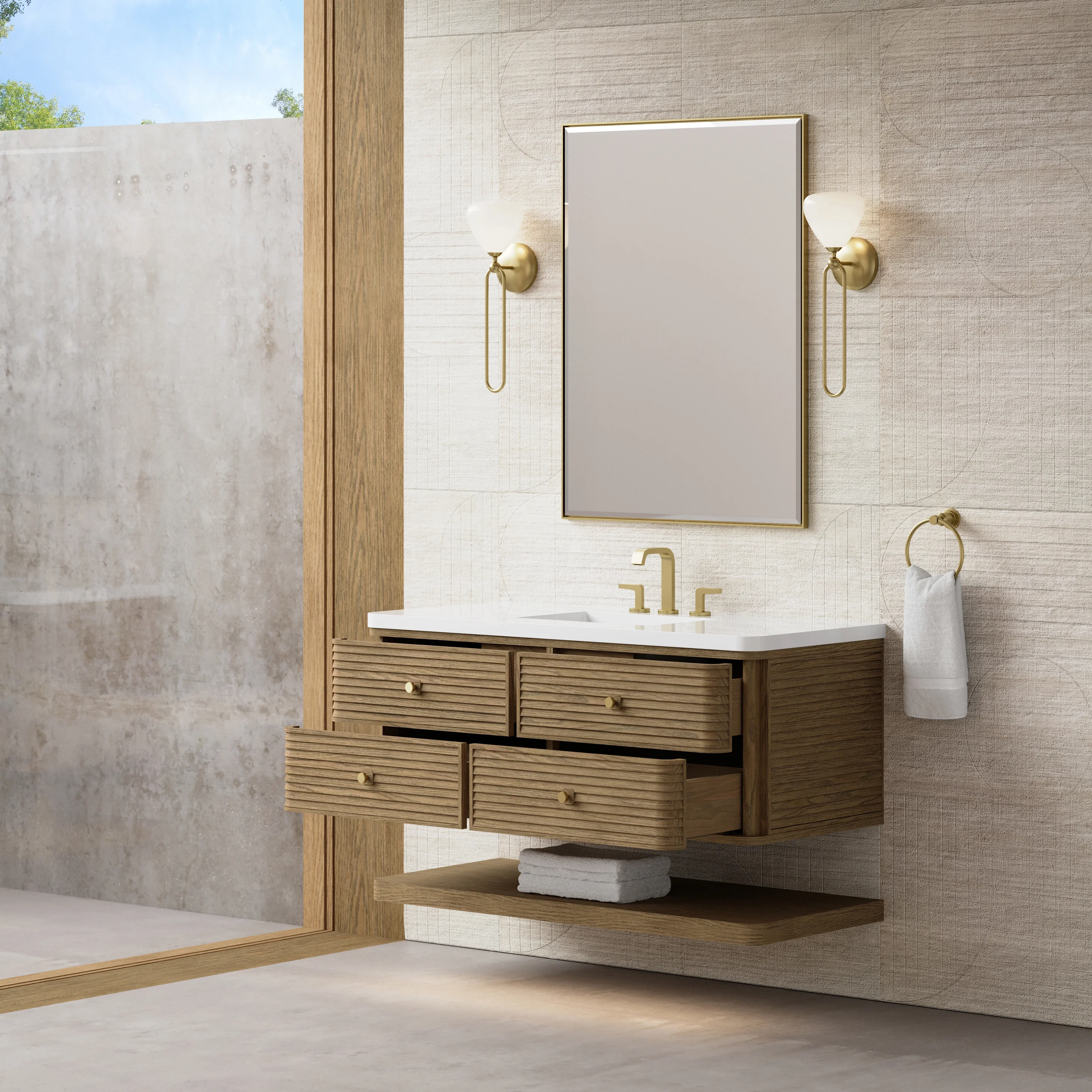 Allamari 48" Single Vanity, Dune Mist w/ 3 CM White Zeus Silestone Top
