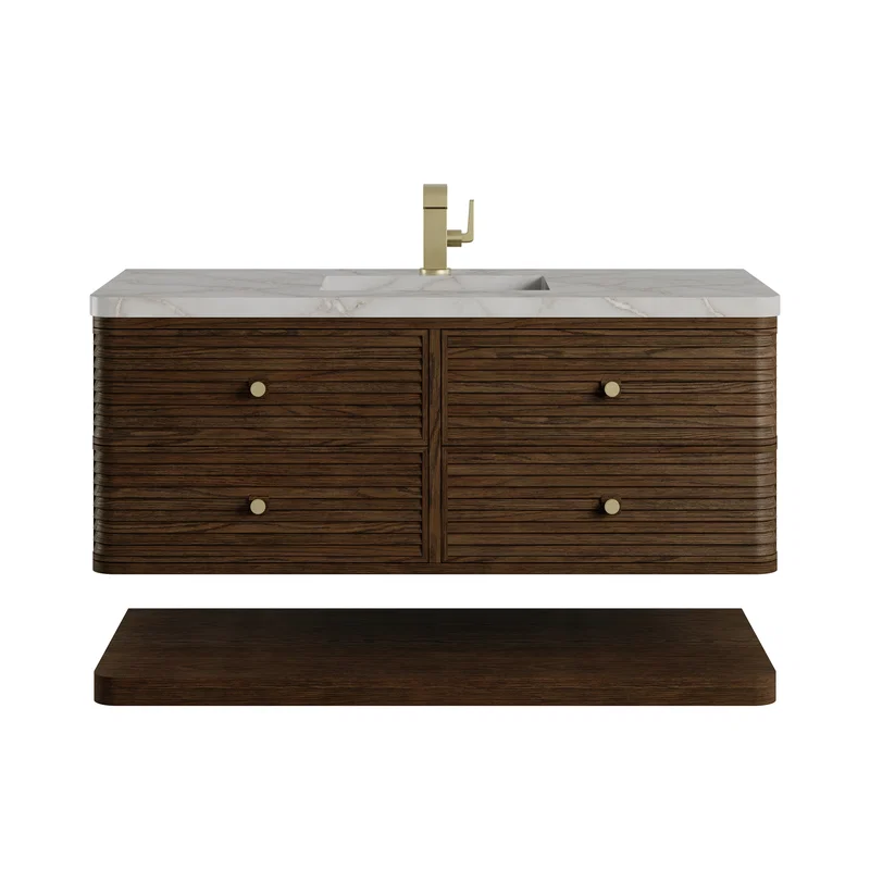 Allamari 48" Single Vanity, Sable w/ Single Hole 3 CM Victorian Silver Silestone Top