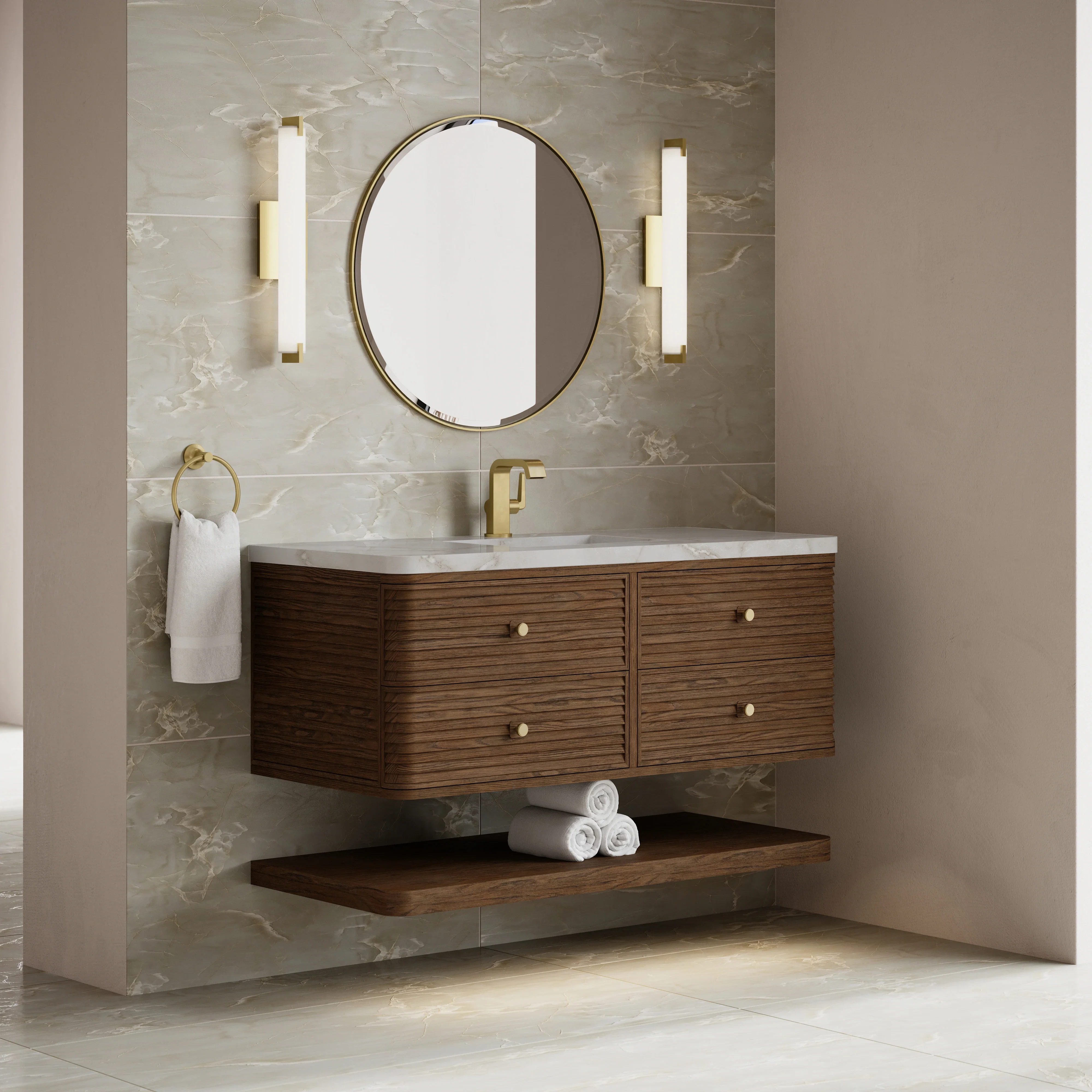 Allamari 48" Single Vanity, Sable w/ Single Hole 3 CM Victorian Silver Silestone Top