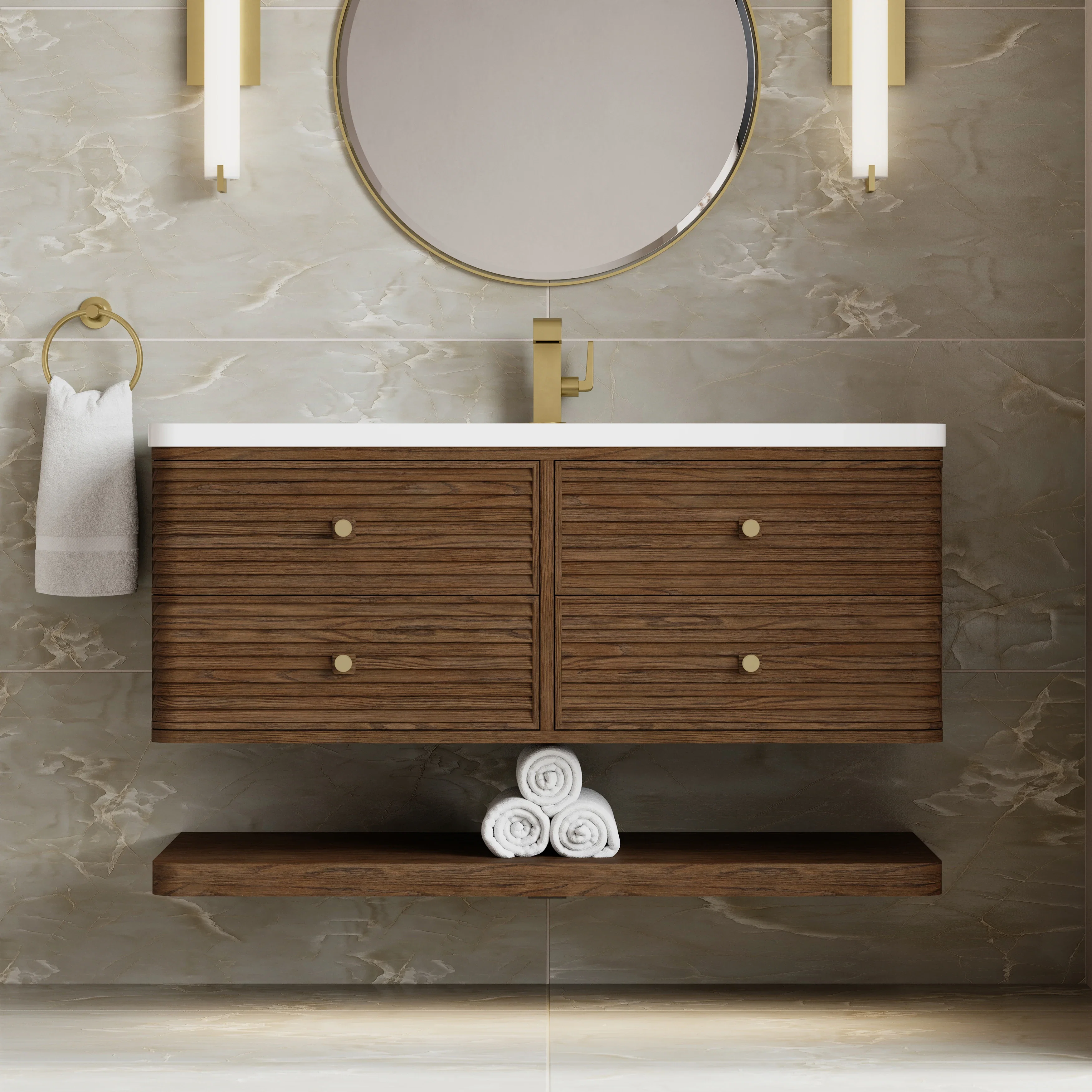 Allamari 48" Single Vanity, Sable w/ Single Hole 3 CM White Zeus Silestone Top