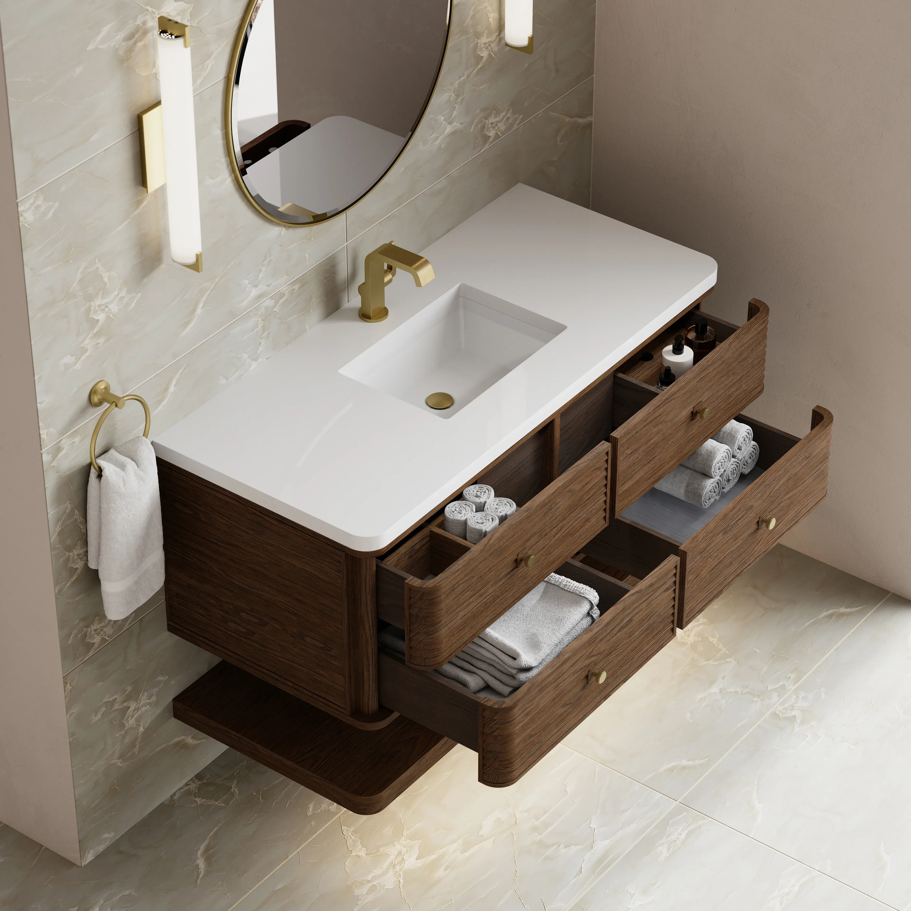 Allamari 48" Single Vanity, Sable w/ Single Hole 3 CM White Zeus Silestone Top