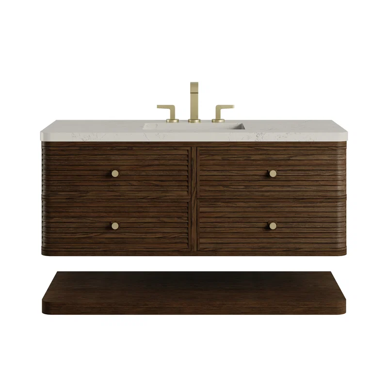 Allamari 48" Single Vanity, Sable w/ 3 CM Siberian Silestone Top w/FreePower Wireless Charger