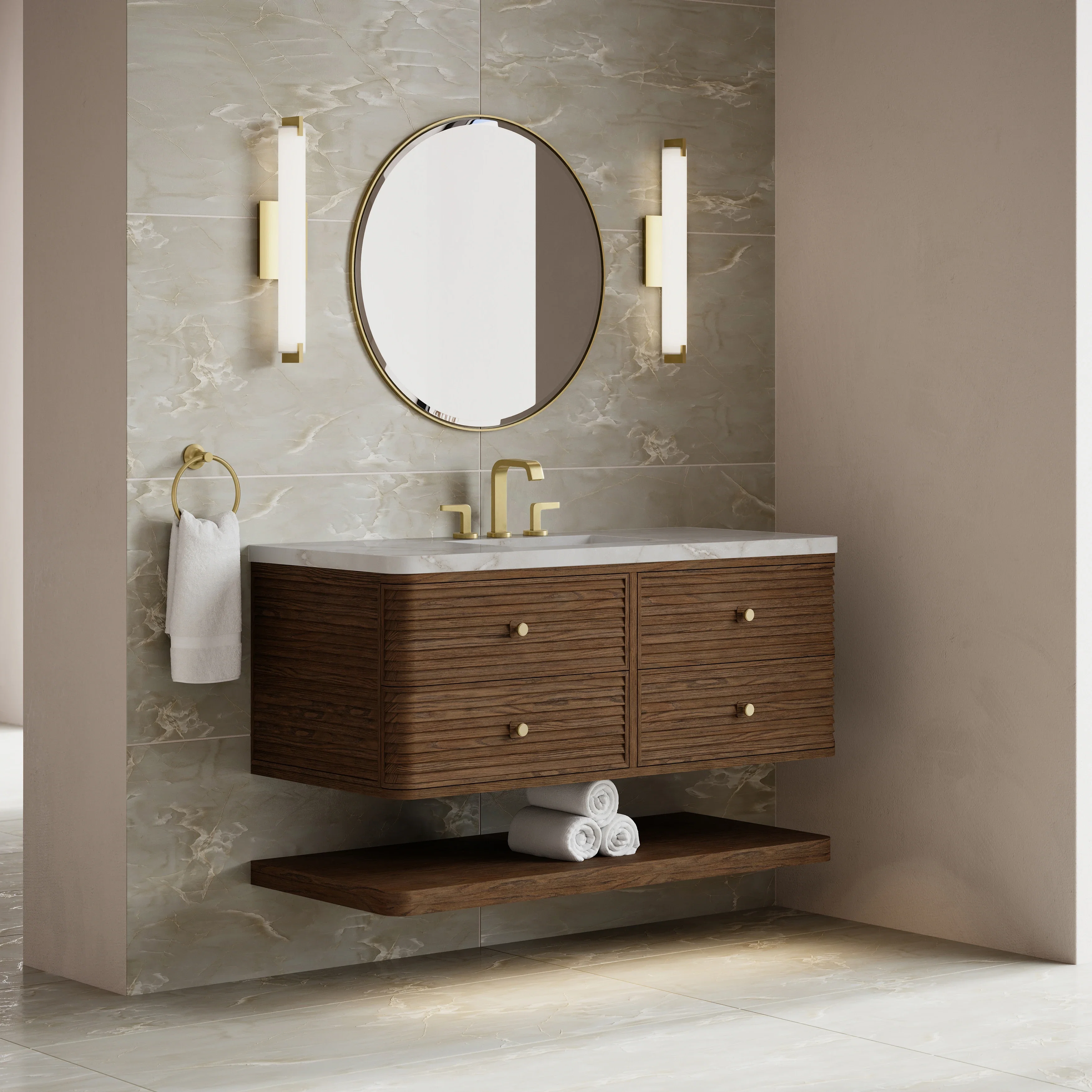 Allamari 48" Single Vanity, Sable w/ 3 CM Victorian Silver Top w/FreePower Wireless Charger