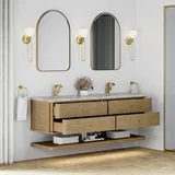 Allamari 72" Double Vanity, Dune Mist w/ Single Hole 3 CM Victorian Silver Silestone Top