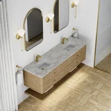Allamari 72" Double Vanity, Dune Mist w/ Single Hole 3 CM Victorian Silver Silestone Top