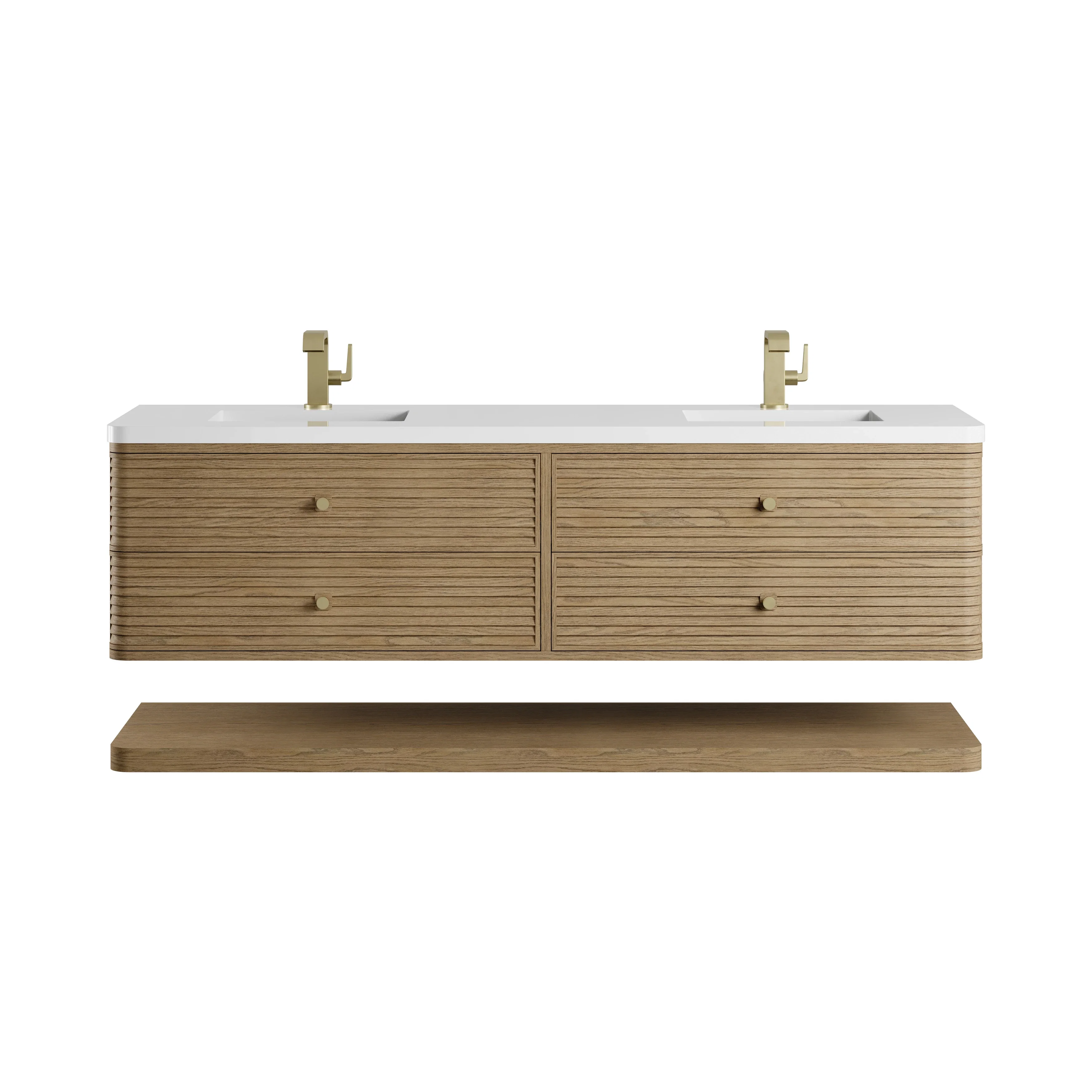 Allamari 72" Double Vanity, Dune Mist w/ Single Hole 3 CM White Zeus Silestone Top