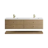 Allamari 72" Double Vanity, Dune Mist w/ Single Hole 3 CM White Zeus Silestone Top