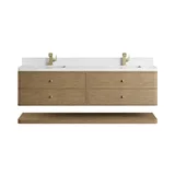 Allamari 72" Double Vanity, Dune Mist w/ Single Hole 3 CM White Zeus Silestone Top