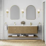 Allamari 72" Double Vanity, Dune Mist w/ Single Hole 3 CM White Zeus Silestone Top