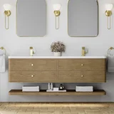 Allamari 72" Double Vanity, Dune Mist w/ Single Hole 3 CM White Zeus Silestone Top