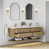 Allamari 72" Double Vanity, Dune Mist w/ Single Hole 3 CM White Zeus Silestone Top