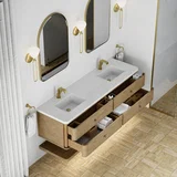 Allamari 72" Double Vanity, Dune Mist w/ Single Hole 3 CM White Zeus Silestone Top