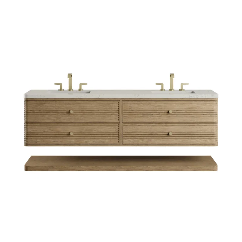 Allamari 72" Double Vanity, Dune Mist w/ 3 CM Siberian Silestone Top w/FreePower Wireless Charger