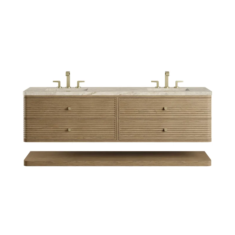 Allamari 72" Double Vanity, Dune Mist w/ 3 CM Tajnar Eclos Top w/FreePower Wireless Charger