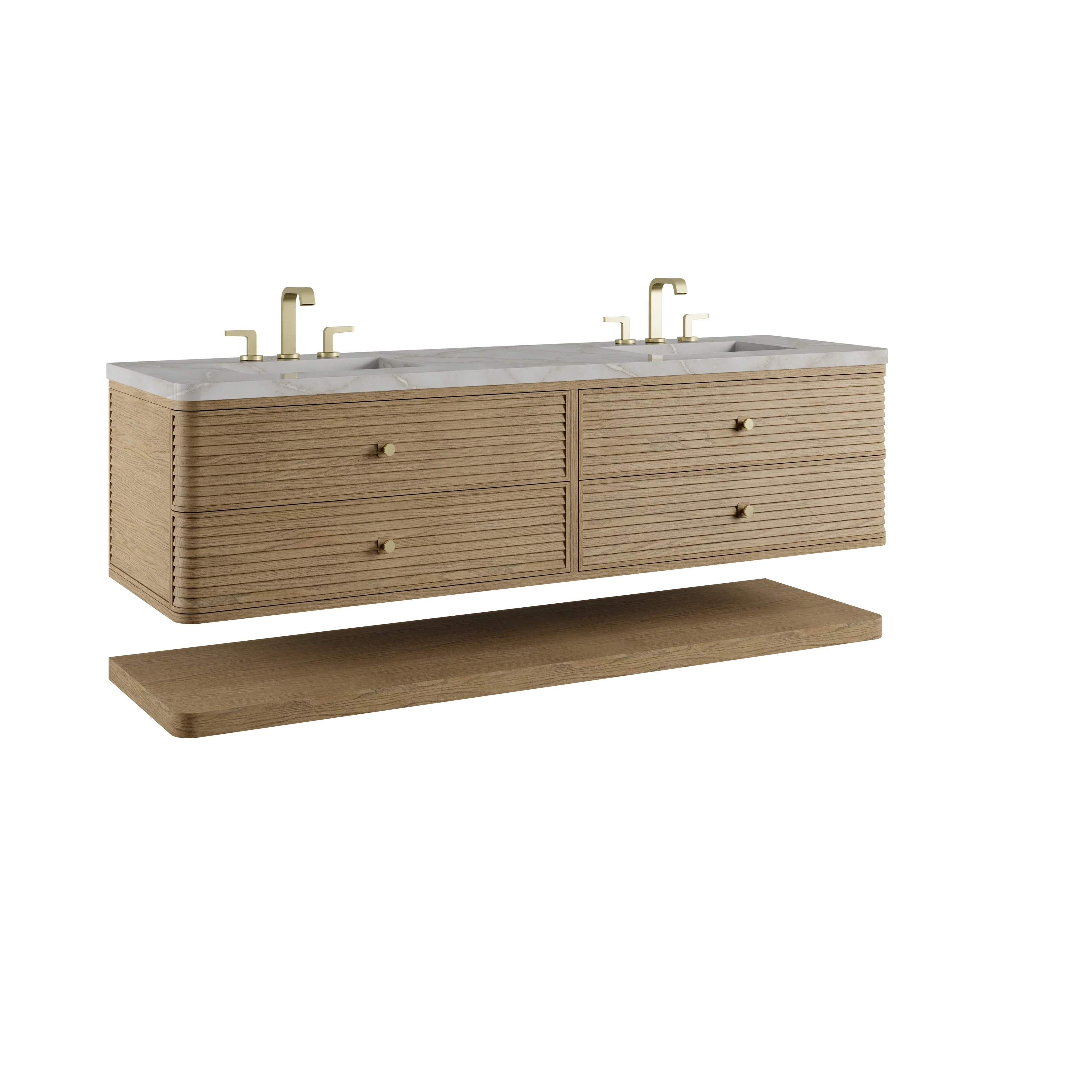 Allamari 72" Double Vanity, Dune Mist w/ 3 CM Victorian Silver Top w/FreePower Wireless Charger