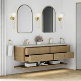 Allamari 72" Double Vanity, Dune Mist w/ 3 CM Victorian Silver Top w/FreePower Wireless Charger
