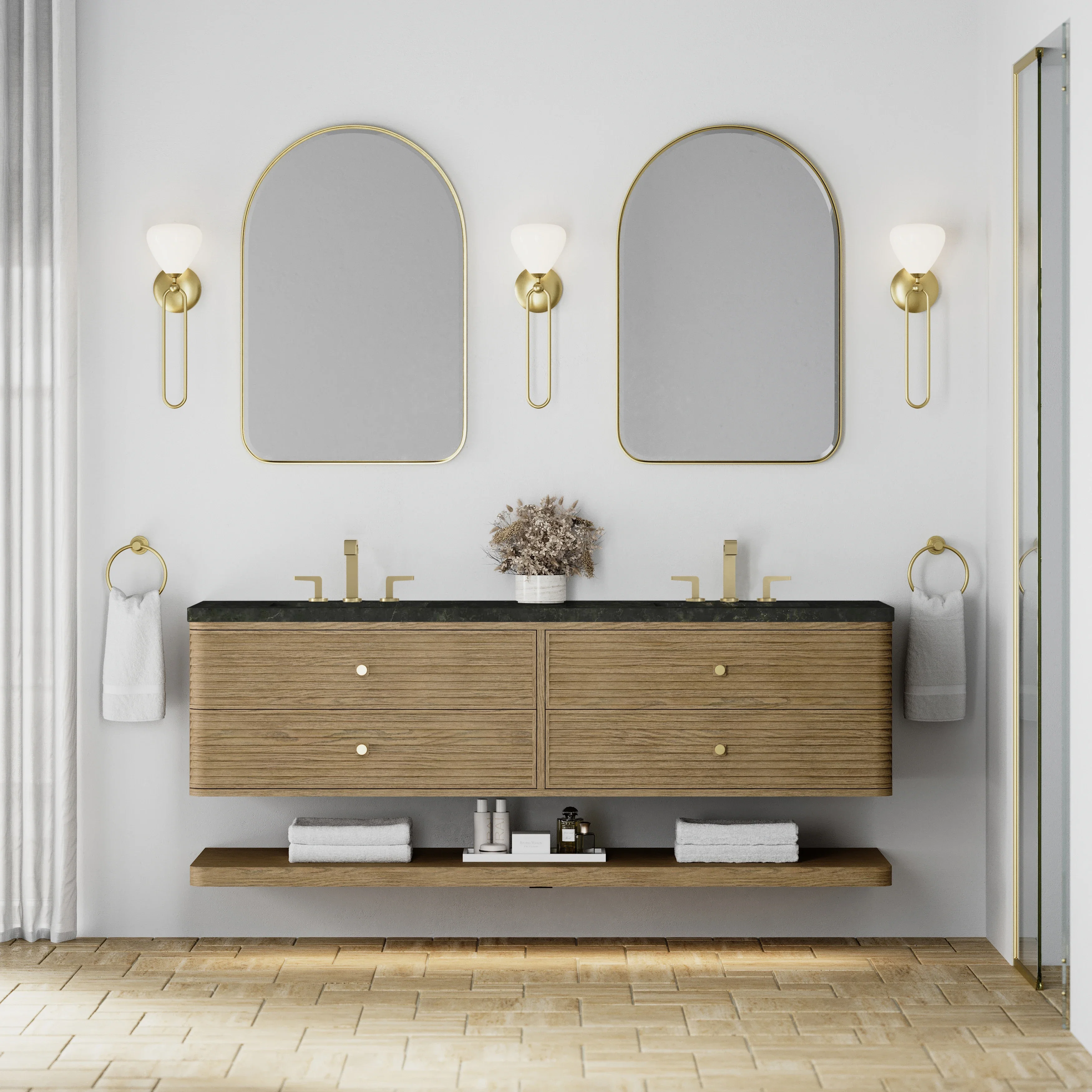 Allamari 72" Double Vanity, Dune Mist w/ 3 CM Phantome Eclos Top