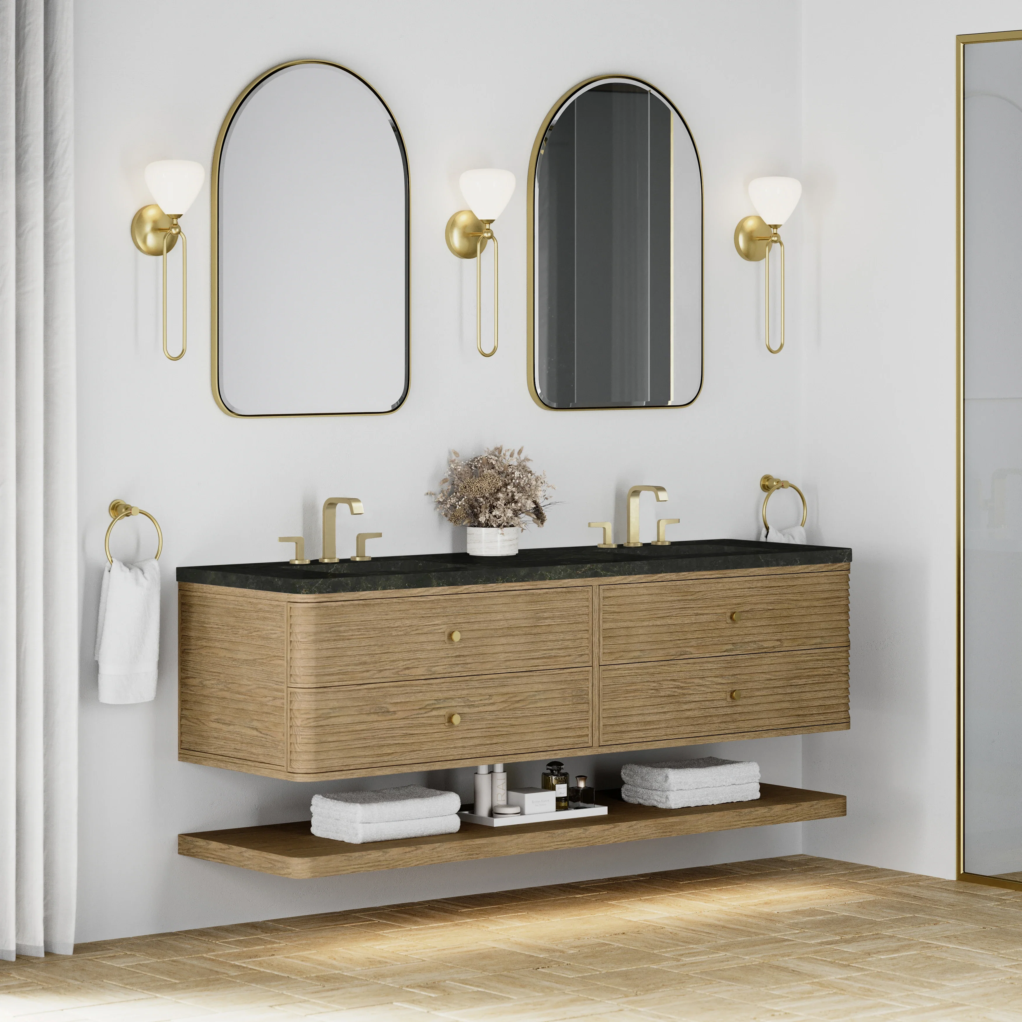 Allamari 72" Double Vanity, Dune Mist w/ 3 CM Phantome Eclos Top