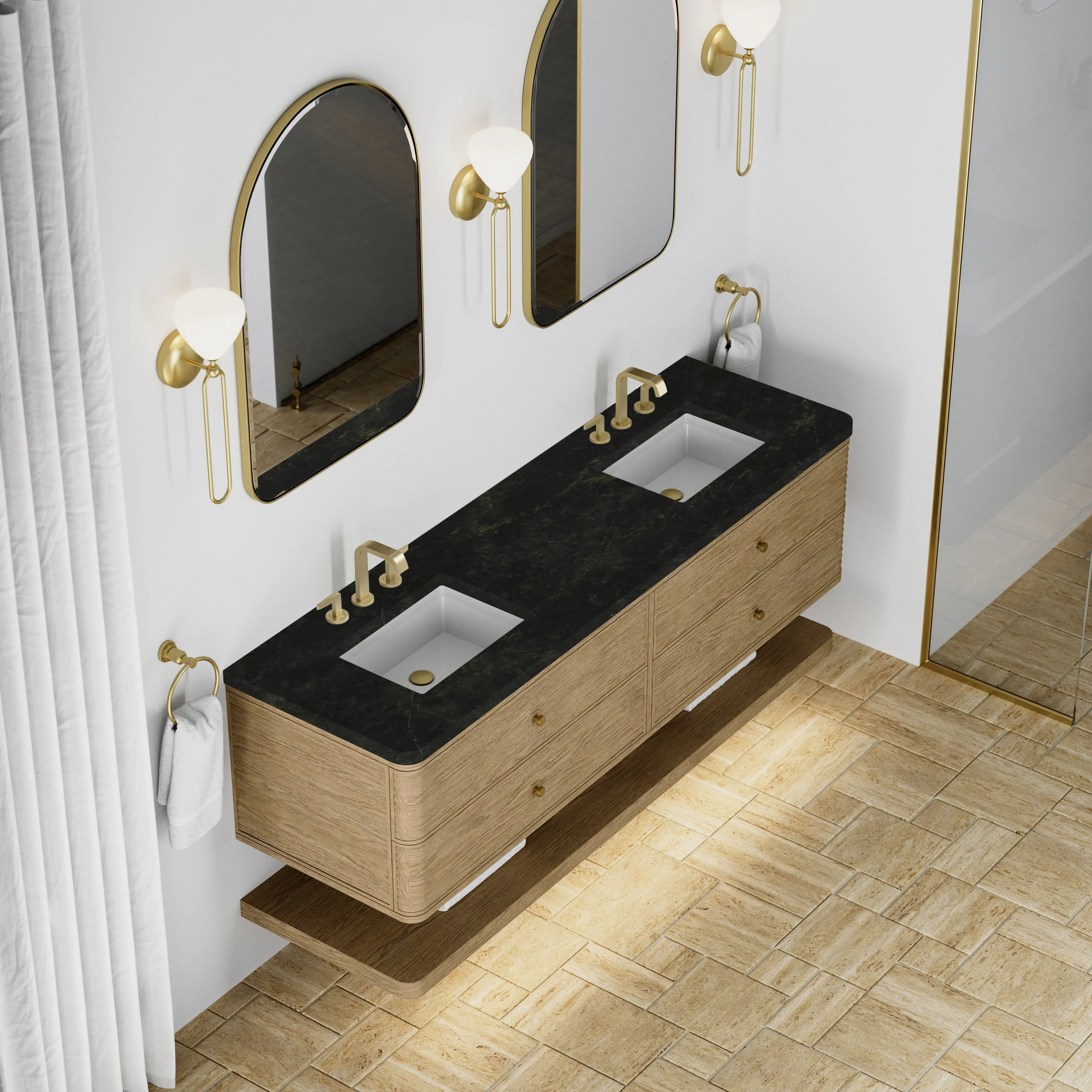 Allamari 72" Double Vanity, Dune Mist w/ 3 CM Phantome Eclos Top
