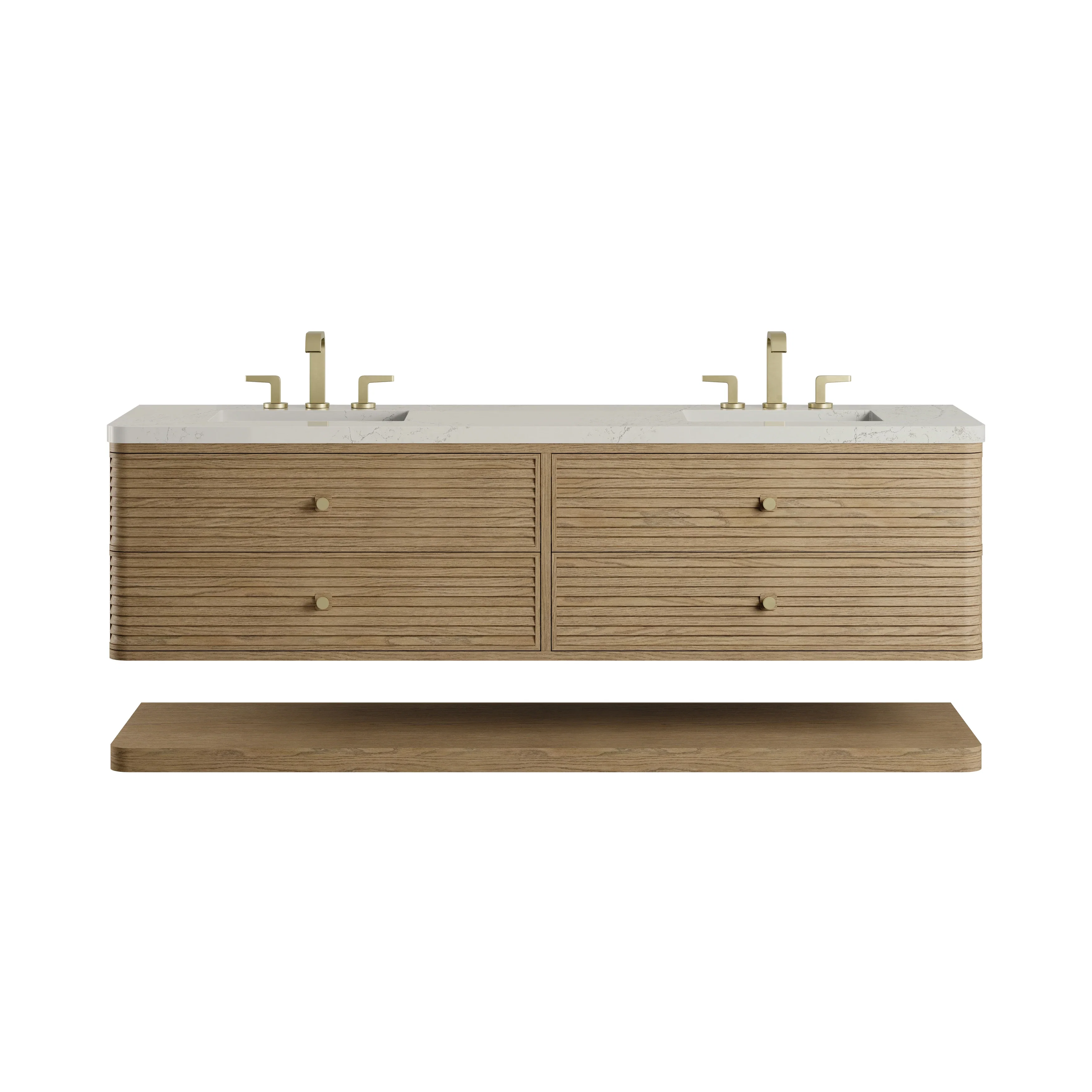 Allamari 72" Double Vanity, Dune Mist w/ 3 CM Siberian Silestone Top