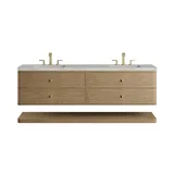 Allamari 72" Double Vanity, Dune Mist w/ 3 CM Victorian Silver Silestone Top