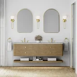 Allamari 72" Double Vanity, Dune Mist w/ 3 CM Victorian Silver Silestone Top