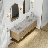 Allamari 72" Double Vanity, Dune Mist w/ 3 CM Victorian Silver Silestone Top