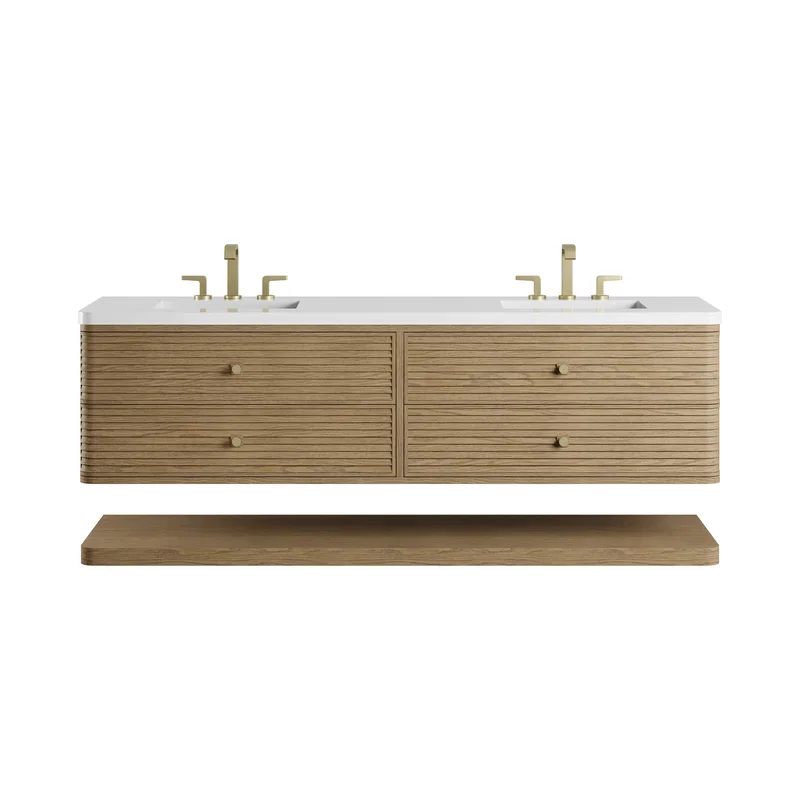 Allamari 72" Double Vanity, Dune Mist w/ 3 CM White Zeus Silestone Top