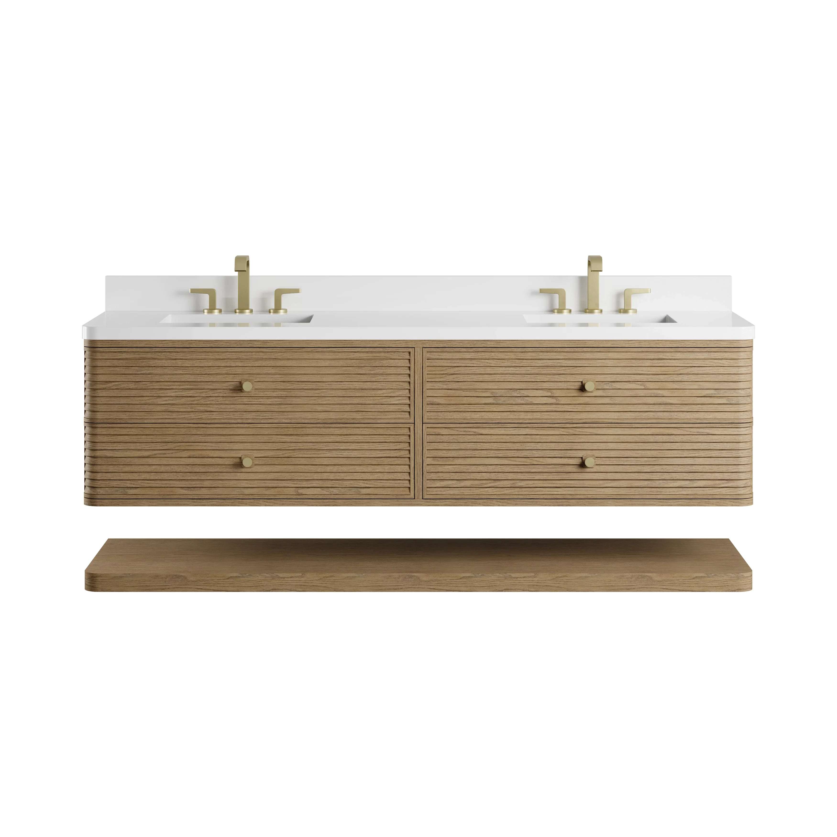 Allamari 72" Double Vanity, Dune Mist w/ 3 CM White Zeus Silestone Top