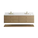 Allamari 72" Double Vanity, Dune Mist w/ 3 CM White Zeus Silestone Top
