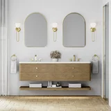 Allamari 72" Double Vanity, Dune Mist w/ 3 CM White Zeus Silestone Top