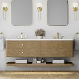 Allamari 72" Double Vanity, Dune Mist w/ 3 CM White Zeus Silestone Top