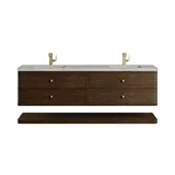 Allamari 72" Double Vanity, Sable w/ Single Hole 3 CM Victorian Silver Silestone Top