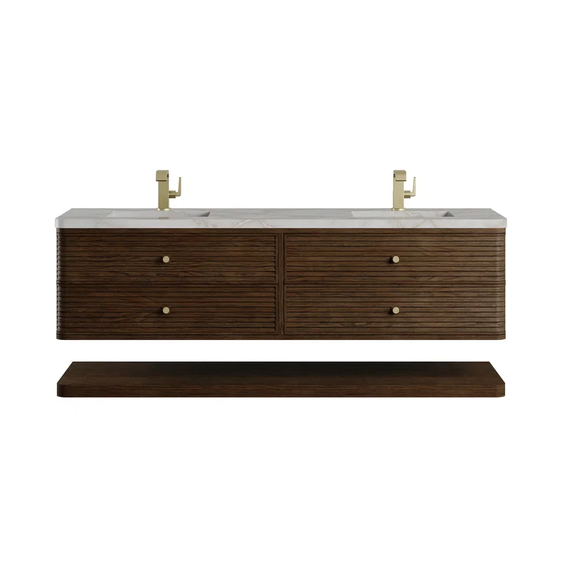 Allamari 72" Double Vanity, Sable w/ Single Hole 3 CM Victorian Silver Silestone Top