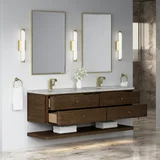 Allamari 72" Double Vanity, Sable w/ Single Hole 3 CM Victorian Silver Silestone Top