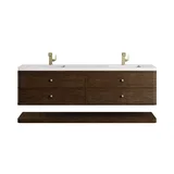 Allamari 72" Double Vanity, Sable w/ Single Hole 3 CM White Zeus Silestone Top