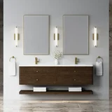Allamari 72" Double Vanity, Sable w/ Single Hole 3 CM White Zeus Silestone Top