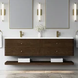 Allamari 72" Double Vanity, Sable w/ Single Hole 3 CM White Zeus Silestone Top