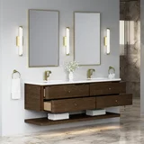 Allamari 72" Double Vanity, Sable w/ Single Hole 3 CM White Zeus Silestone Top
