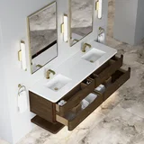 Allamari 72" Double Vanity, Sable w/ Single Hole 3 CM White Zeus Silestone Top