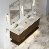 Allamari 72" Double Vanity, Sable w/ 3 CM Tajnar Eclos Top w/FreePower Wireless Charger