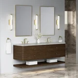 Allamari 72" Double Vanity, Sable w/ 3 CM Victorian Silver Top w/FreePower Wireless Charger