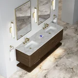 Allamari 72" Double Vanity, Sable w/ 3 CM Victorian Silver Top w/FreePower Wireless Charger