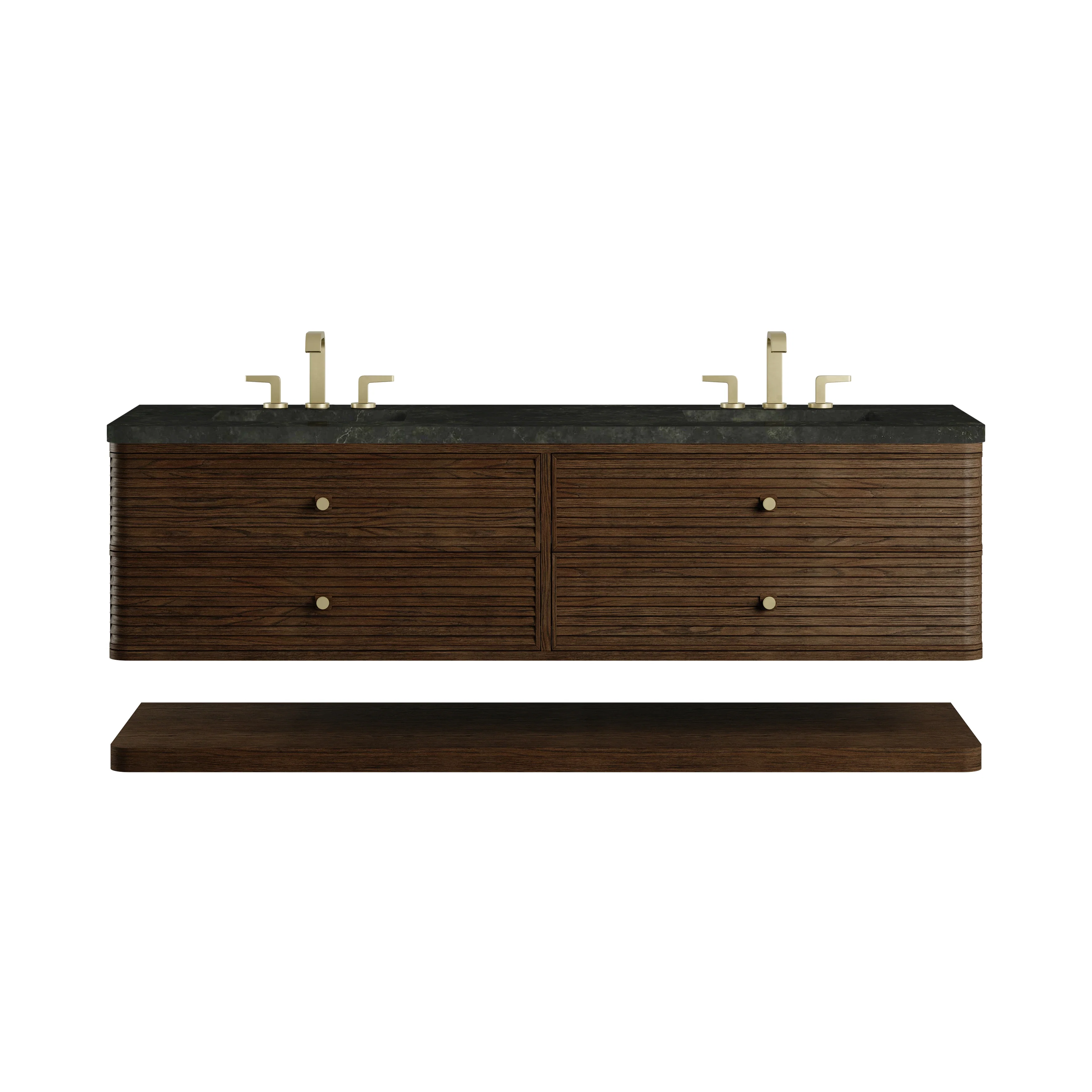 Allamari 72" Double Vanity, Sable w/ 3 CM Phantome Eclos Top