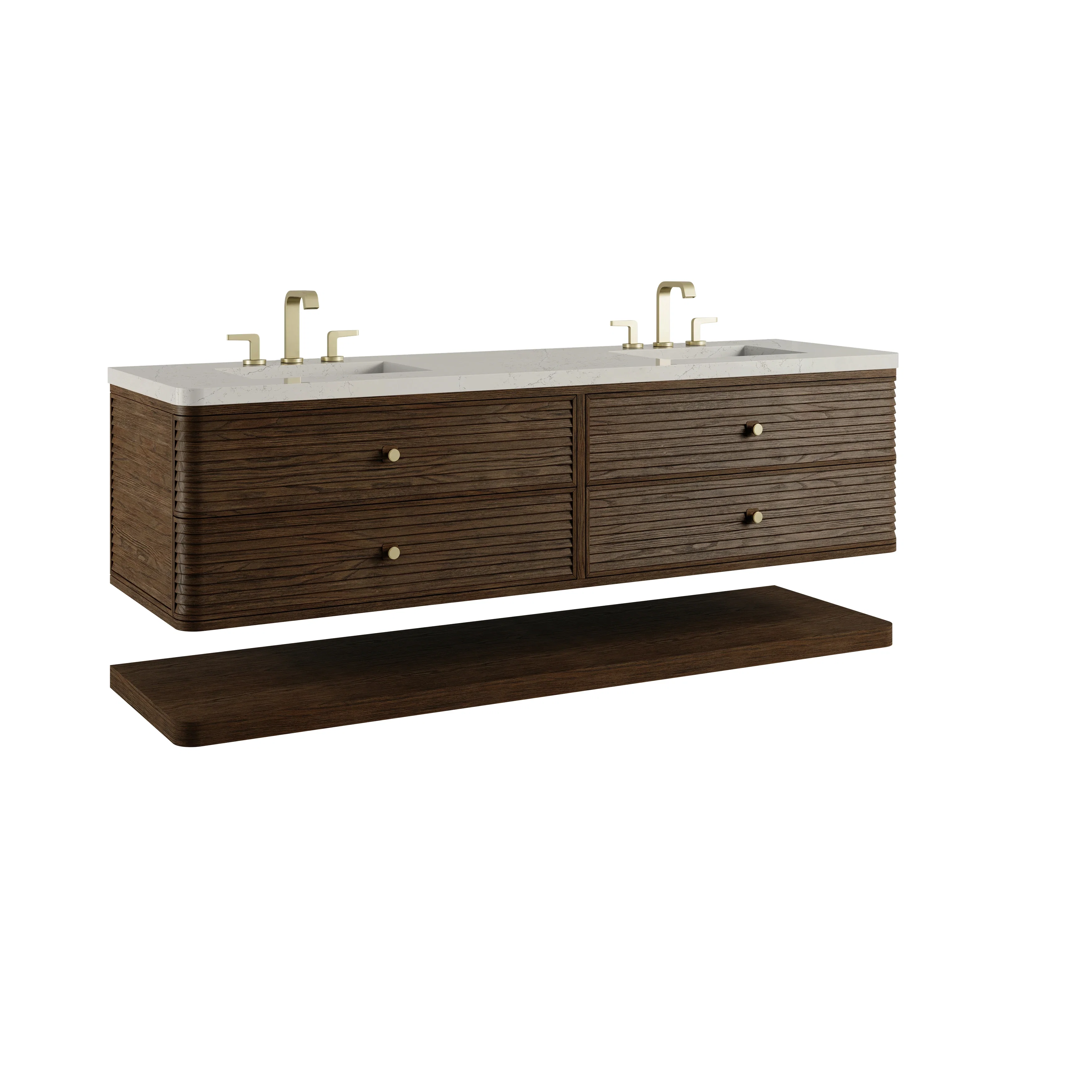Allamari 72" Double Vanity, Sable w/ 3 CM Siberian Silestone Top